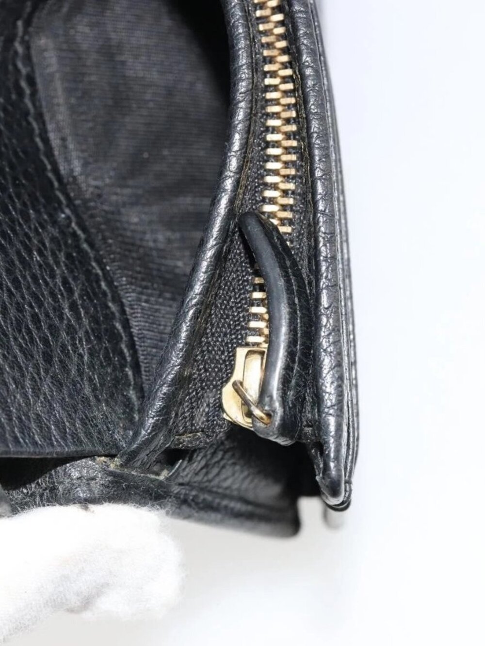 GUCCI GG Marmont Bifold Wallet Leather Black Gold 456126 Auth bs35602 - Picture 9 of 15